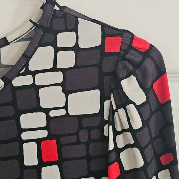 Nikki Poulos Maxi Dress‎ Small Black Red Abstract Geometric Vacation Casual - Picture 5 of 8